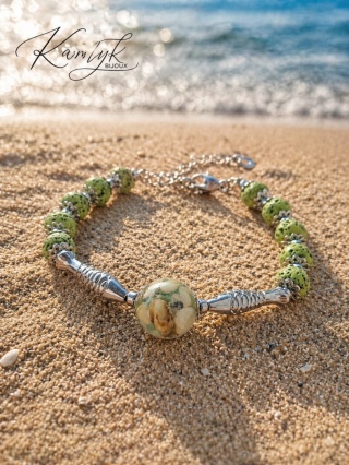 Bransoletka GREEN LAVA & SILVER FISH
