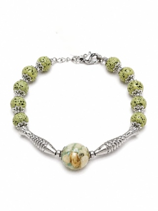 Bransoletka GREEN LAVA & SILVER FISH