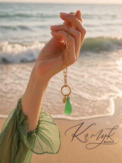 Kamykbijoux.pl – naszyjnik z kamieni , naszyjnik Kamyk Bijoux,, naszyjnik z żywicy epoksydowej handmade, SEA GLASS